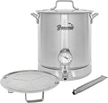 BREWSIE Stainless Steel Home Brew Kettle w/Dual Filtration. Equip with False Bottom Thermometer and Ball Valve for Brewing (16 Gal/ 64 QT)…