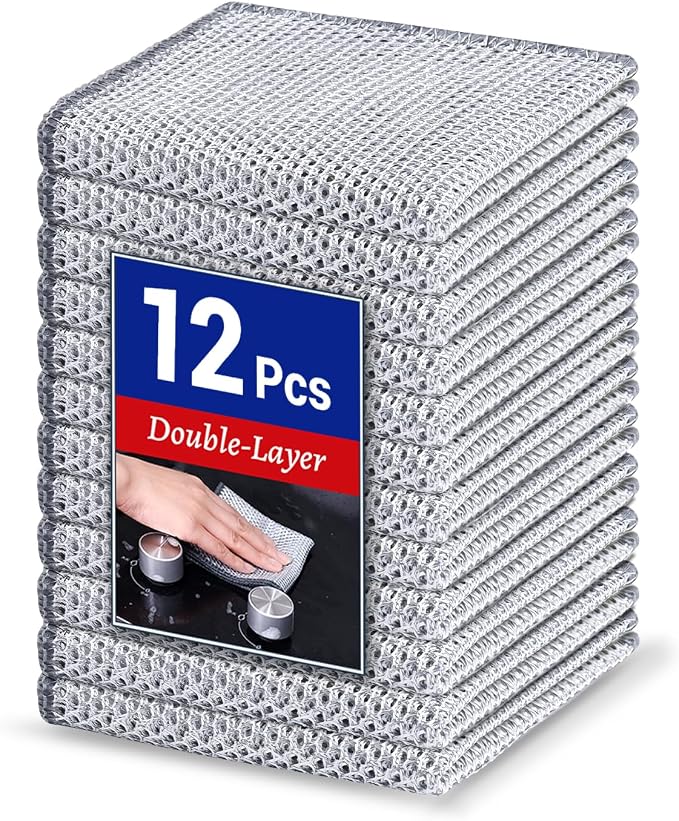 Wangjinpeng 12PK Non-Scratch Steel Wool Dishcloths 9.84X9.84 in by Wangjinpeng