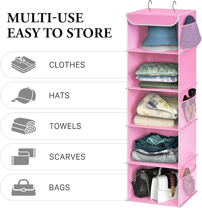 Simple Houseware 5 Shelf Hanging Closet Organizer, Top Support Metal Frame - Image 5