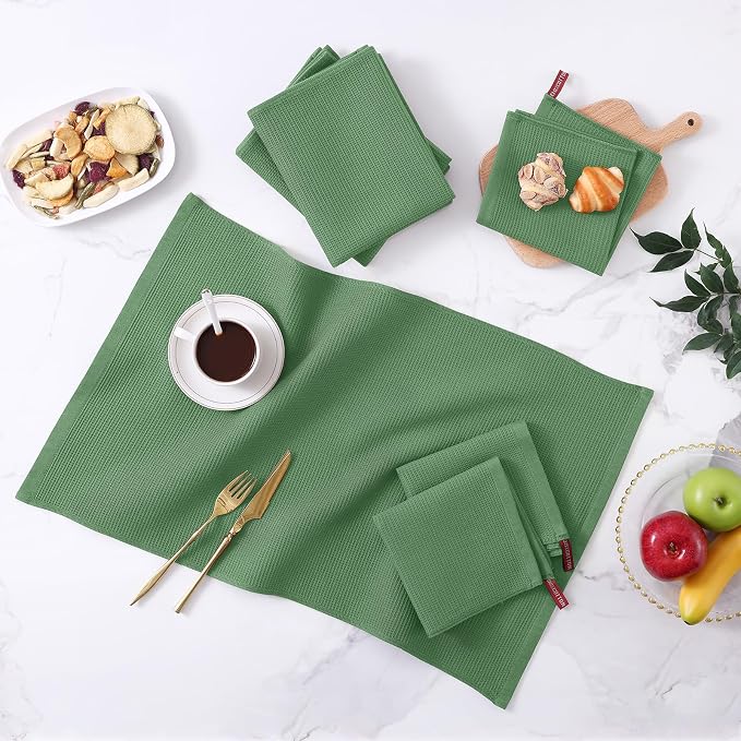 Homaxy 100% Cotton Waffle Weave Dish Cloths, 6 Pack, Grass Green - Image 6