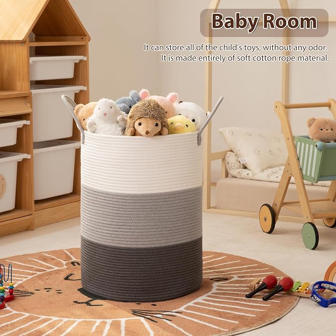 OIAHOMY 60L Nursery Hamper Laundry Basket Laundry Hamper Gradient Grey - Image 3