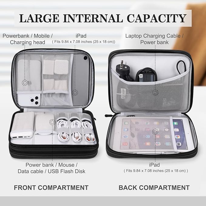 FYY Electronic Organizer, Travel Tech Pouch Bag, Extra Large, Waterproof - Image 3