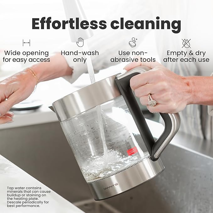 Vianté Electric Kettle With Infuser. No Plastic In Contact With Water. Hot Tea Maker With Temperature Control And Automatic Shut Off. Tea Kettle With Brewing Programs. 1.5 Liters Capacity