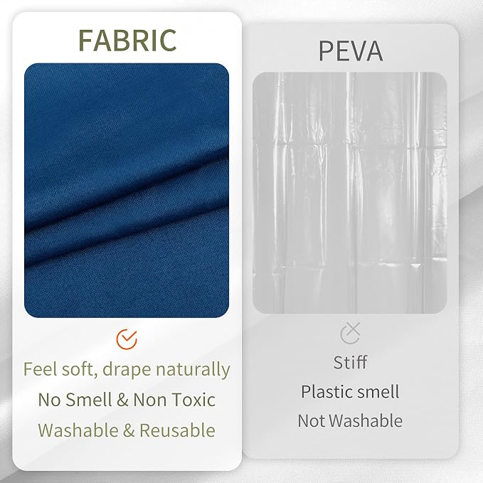 ALYVIA SPRING Waterproof Fabric Shower Curtain or Liner Navy Blue - Image 4