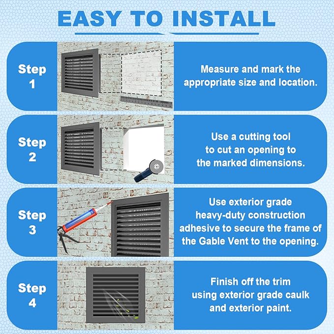 6"x6" Shed Vent with Screen – Compact Aluminum Gable Vents for Small Sheds, Gables, and Attics – Louvered Wall Vents Design with 4"x4" Vent Opening Gray