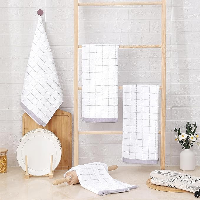 Homaxy 100% Cotton Terry Kitchen Towels, 8 Pack - Image 6