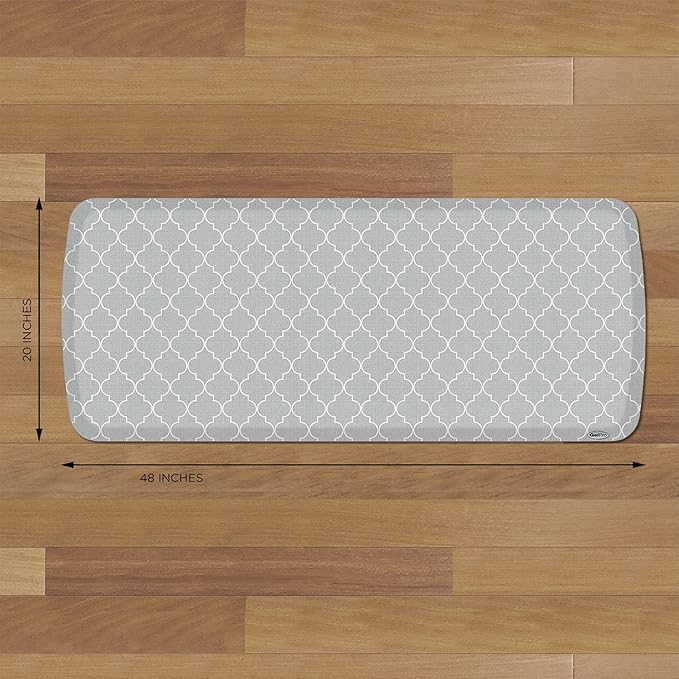 GelPro Elite Premier Anti-Fatigue Kitchen Comfort Floor Mat, 20x48, Lattice Light Grey Stain Resistant Surface with Therapeutic Gel and Energy-Return Foam for Health & Wellness