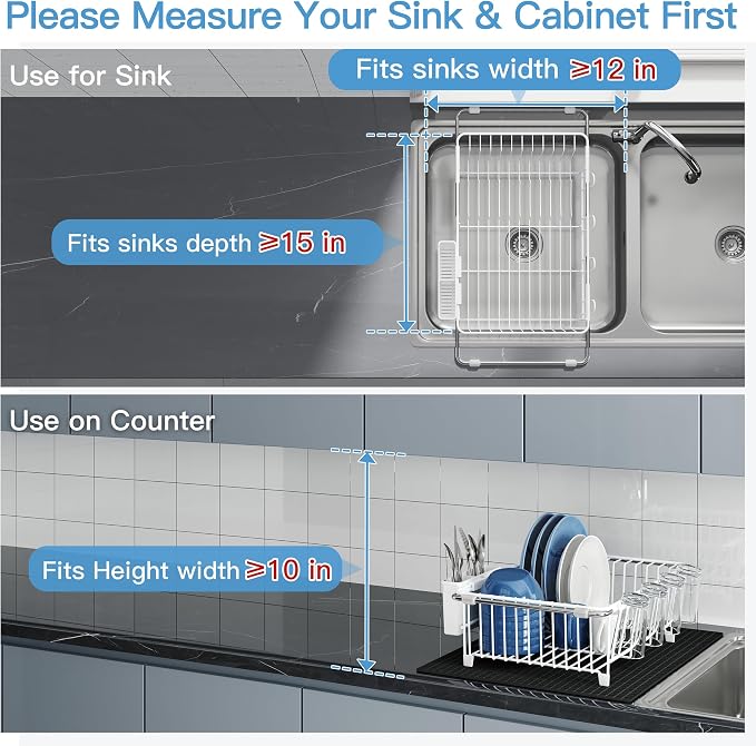 JASIWAY White Dish Drying Rack in Sink - Image 5