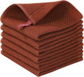 Homaxy 100% Cotton Waffle Weave Kitchen Dish Cloths 6-Pack, Rust | 12 x 12 by Homaxy
