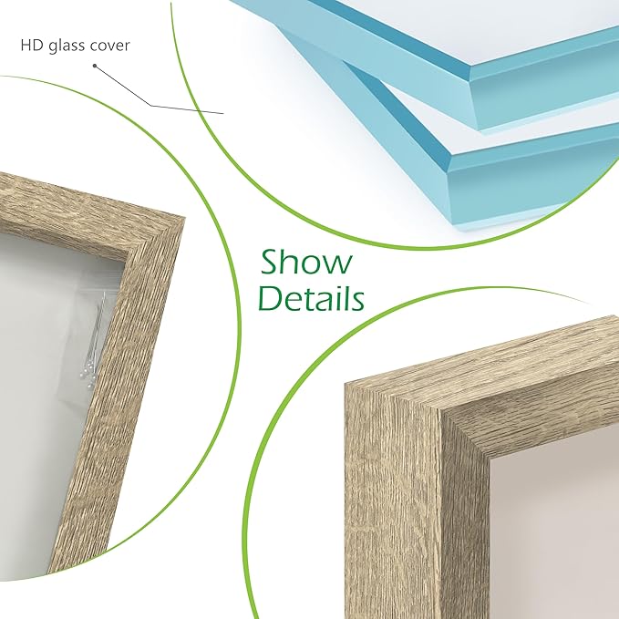 FrameWorks 12" x 18" Natural Wooden Shadow Box Frame – Soft Felt Back, Tempered Glass, and Included Elegant White Ball Push Pins