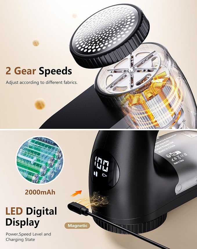 PKBD IPX6 Waterproof Washable Electric Fabric Shaver and Lint Remover, - Image 5