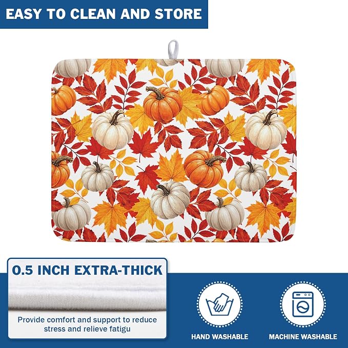 Fall Pumpkin Dish Drying Mat for Kitchen Counter 18x24 Inch Autumn Pumpkins - Image 5