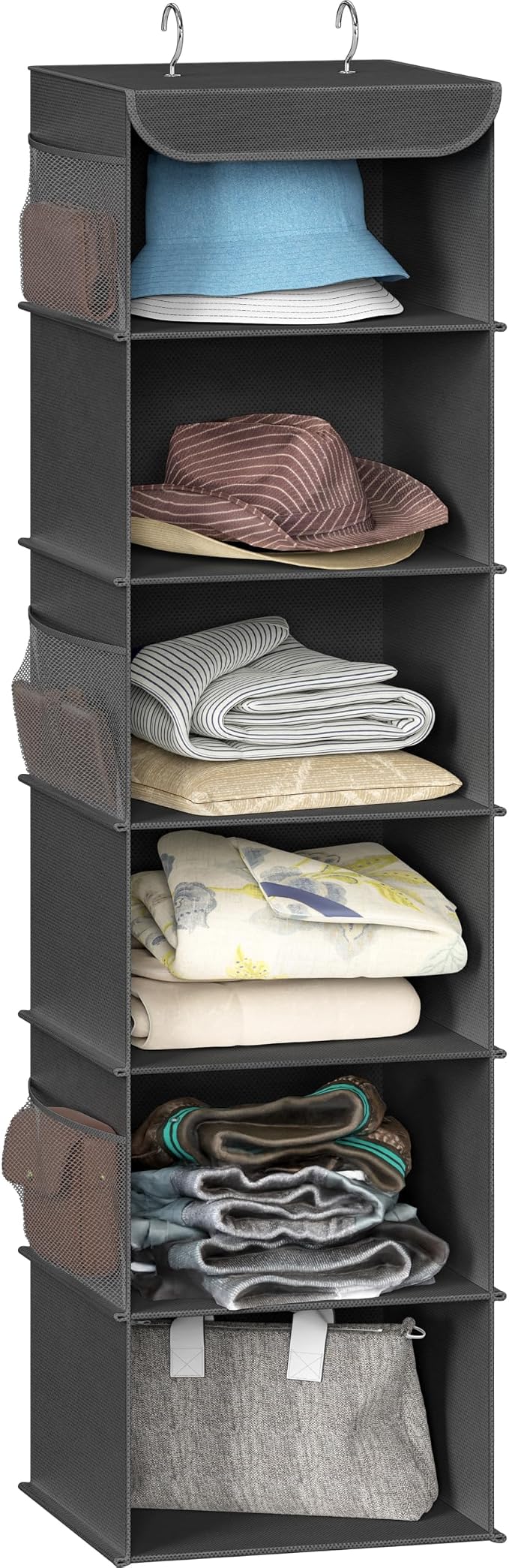 Simple Houseware 6 Shelf Hanging Closet Organizer, Dark Gray | 360° Rotating by SimpleHouseware