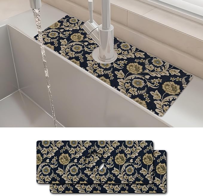 2PCS 15" X 5.5" Kitchen Sink Splash Guard Faucet Mat Floral Flower Super by Unknown
