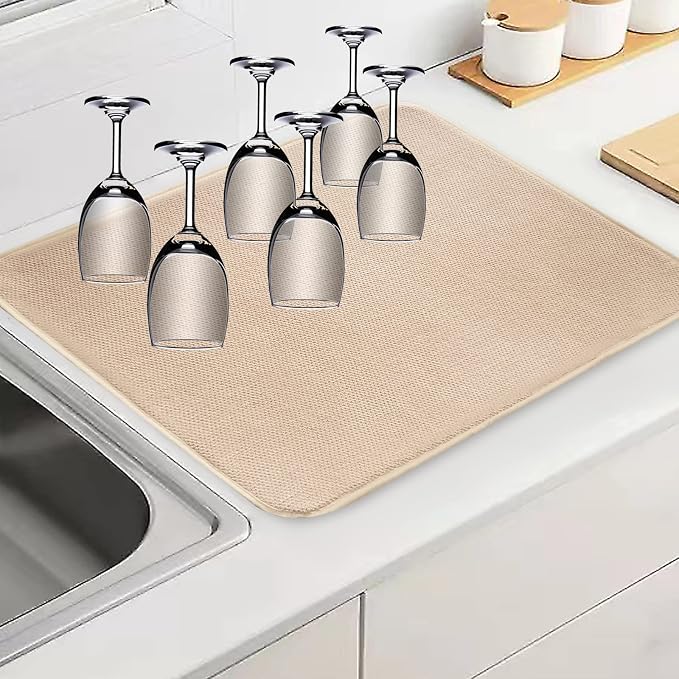 Dish Drying Mats for Kitchen Counter 2Pcs, Absorbent Dish Drying Pads | Small - Image 2