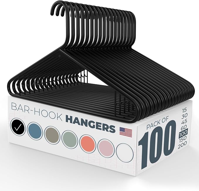 Plastic Hangers 100 Pack – Made in the USA – 6lb Capacity Standard Clothes by NeatiesHangers