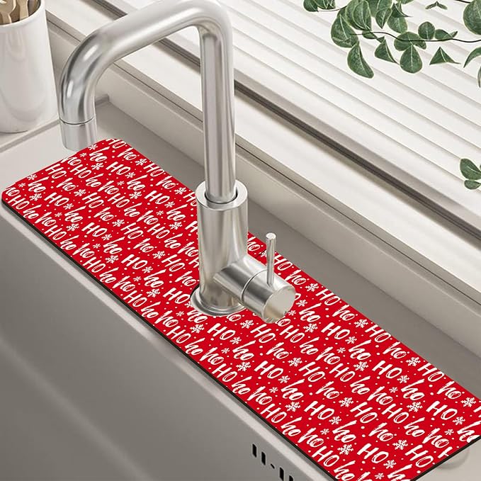 Christmas Hohoho Kitchen Sink Splash Guard Mat by Unknown