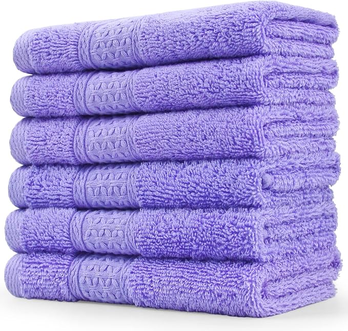 Cleanbear Wash Cloths Cotton Facecloths Set of 6, 13 by 13 Inches | Large by Cleanbear