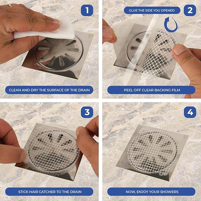 35 Pack Hair Catcher Shower Drain Disposable Mesh Stickers - Image 5