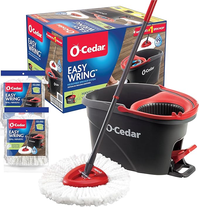 O-Cedar EasyWring Microfiber Spin Mop & Bucket Floor Cleaning System + 2 Extra by Unknown