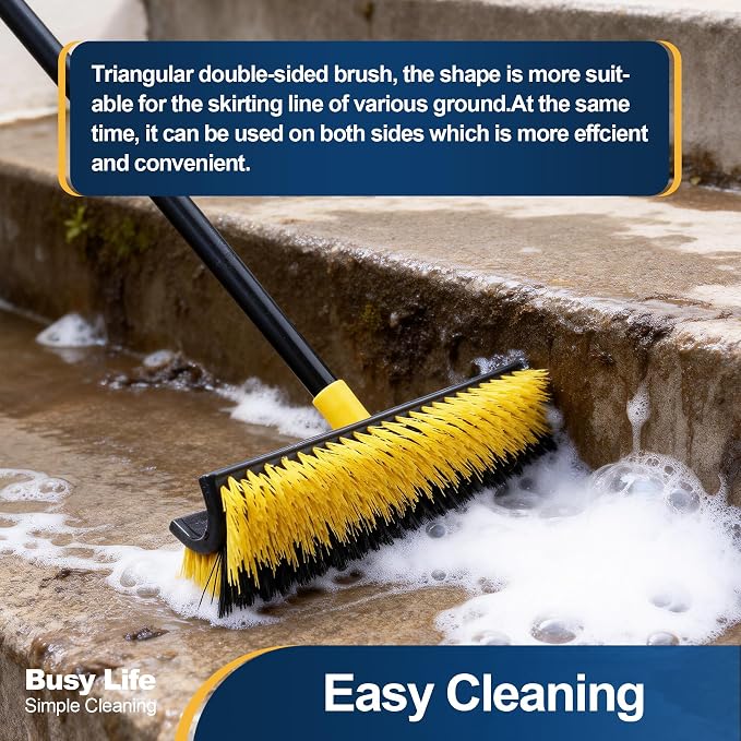 Yocada Double-Sided Floor Scrub Brush Triangle Brush Heavy Duty 65.5" | Corner - Image 2