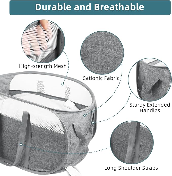 Collapsible Laundry Baskets, Tear Proof Pop Up Laundry Hamper - Image 4