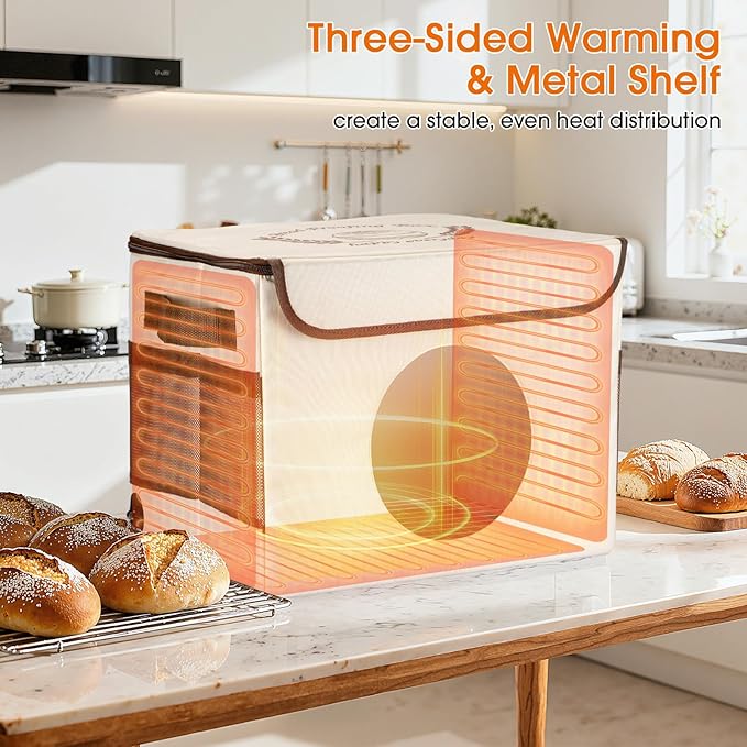 Foldable Bread Proofing Box with Temperature Timer Controller (86-113℉),Space-Saving Dough Proofer with Metal Rack,Sourdough Starter Warmer,Proofing Box for Bread Baking,Pizza,Yogurt,Seed Starting
