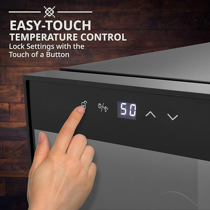 Ivation 16 Bottle Compressor Wine Cooler Refrigerator w/Lock | Large Freestanding Wine Cellar For Red, White, Champagne or Sparkling Wine | 41f-64f Digital Temperature Control Fridge Glass Door Black