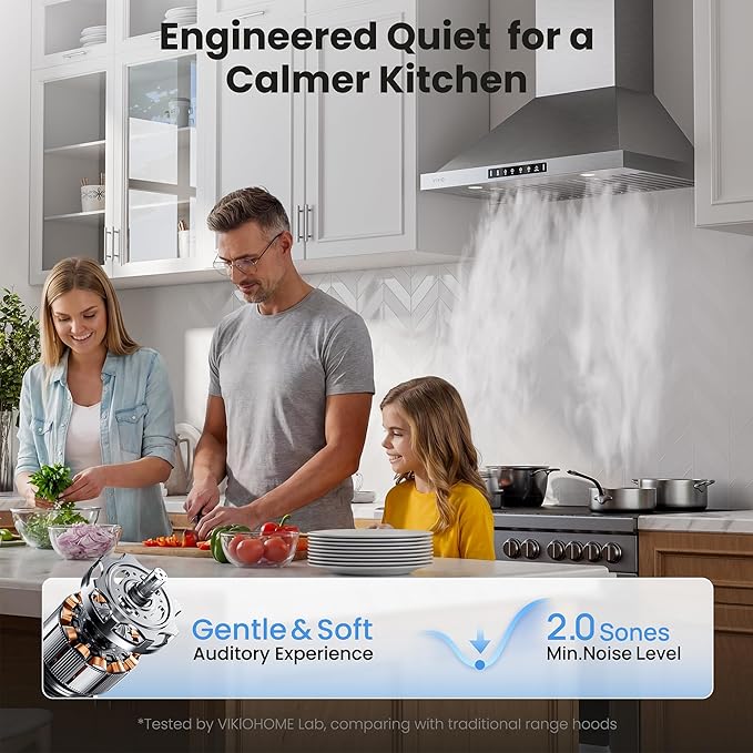 36 inch Pro Wall Mount Range Hood 980CFM, Direct 3 Speed Panel with Gesture & Touch Control, Ducted/Ductless Stainless Steel Kitchen Vent Hood, Delay Shut-Off, Includes Duct & Filter