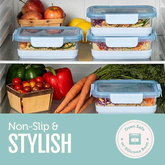 Ello Duraglass Refresh 3.4 Cup Meal Prep Containers, Garden Goals | Glass meal - Image 6