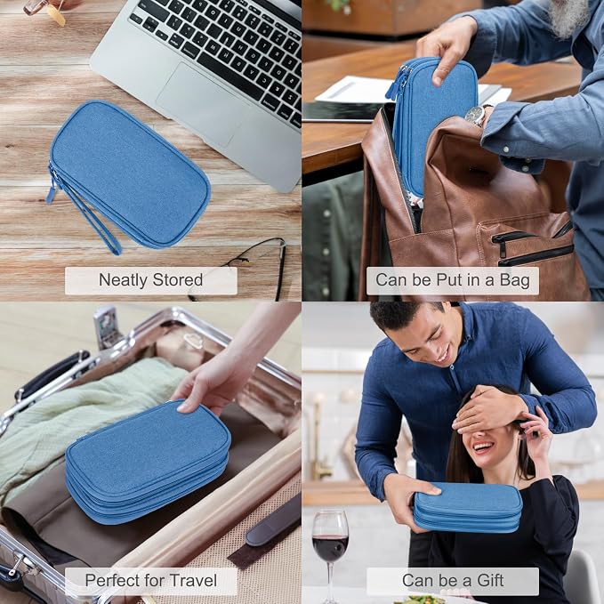 FYY Electronic Organizer, Travel Tech Pouch Bag, Cable Organizer Cyan | Wrist - Image 7