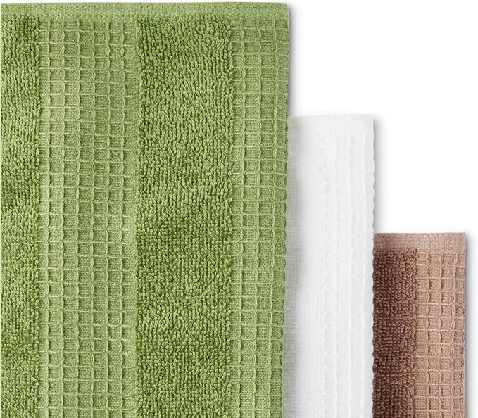Amazon Basics Organic Cotton Waffle Kitchen Dish Cloths, Ultra Absorbent - Image 4
