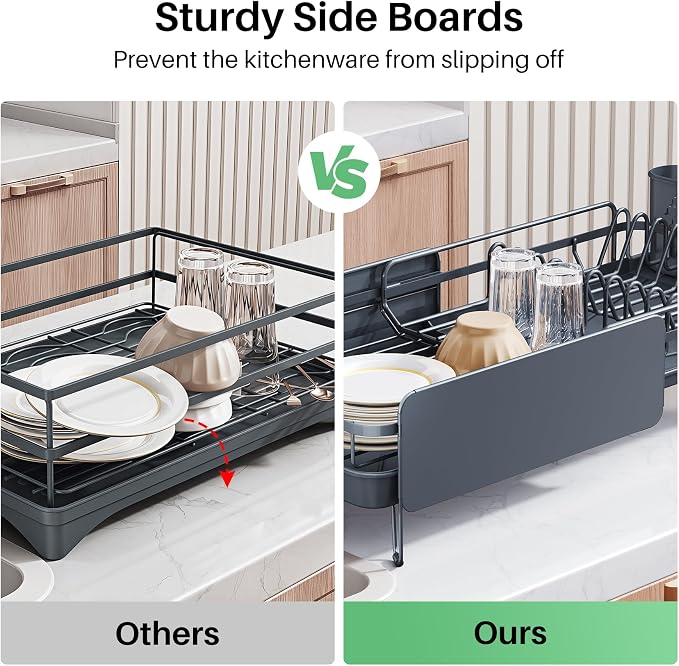 SNTD Large Dish Drying Rack for Kitchen Counter, Expandable, Adjustable Length - Image 5