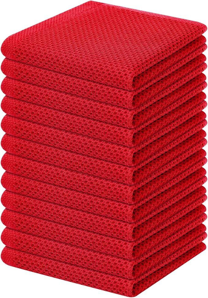 Homaxy 100% Cotton Waffle Weave Kitchen Dish Cloths 12-Pack, Ultra Soft by Homaxy