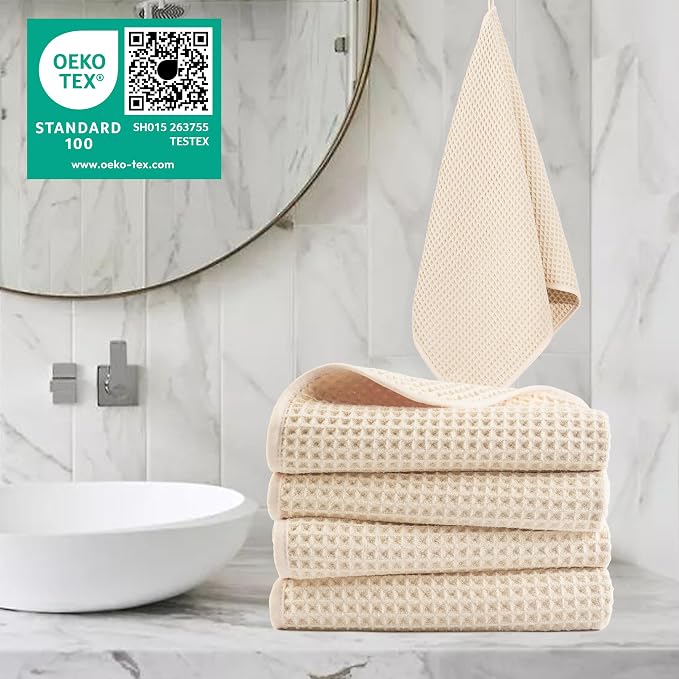 POLYTE 430 GSM Poly Blend Microfiber Quick Dry Waffle Hand Towel, 16x30 in | 4 - Image 2