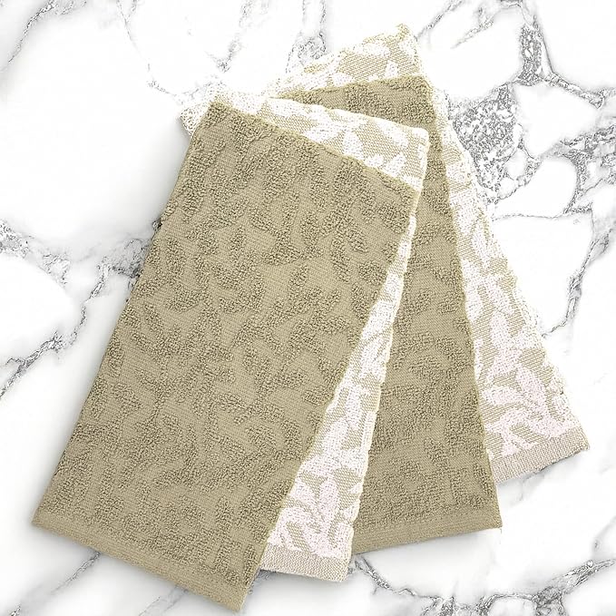 4 Pack Hand Towels, Cotton Sage Green and White Floral Kitchen Towel, Soft and - Image 8