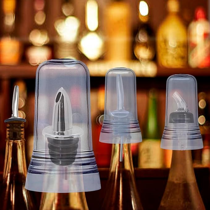 Esatto 24 Pieces Pour Spout Covers - Translucent Liquor Bottle Toppers, Universal Bottle Pour Dispenser, Liquor Bottle Covers Bottle Cover Dust for Home Kitchen Tools Supplies