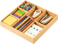 Bamboo Desk Drawer Organizer, Wood Office Junk Tray by Umilife