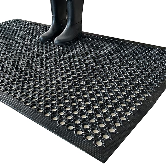 Uniboho Outdoor Rubber Floor Mats Anti Slip Restaurant Commercial Kitchen Mat Rubber Drainage Mat 60 x 35 Heavy Duty Door Mat for Garage Garden Indoor Outside Industral Pool Entrance Bar Wet Area