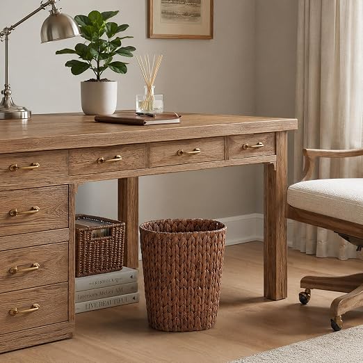 Coeusy Wicker Trash Can, Rattan Waste Basket - Image 6