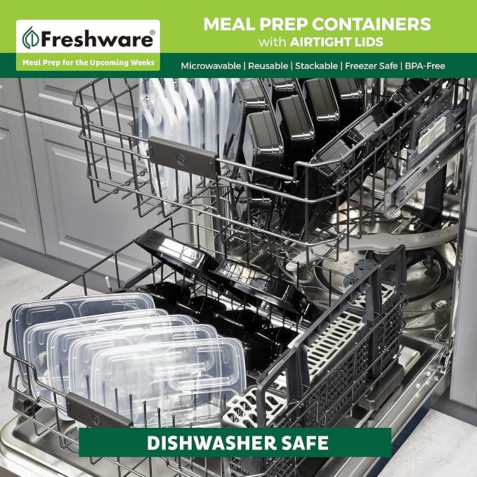 Freshware Meal Prep Containers 3 Compartment - Image 9