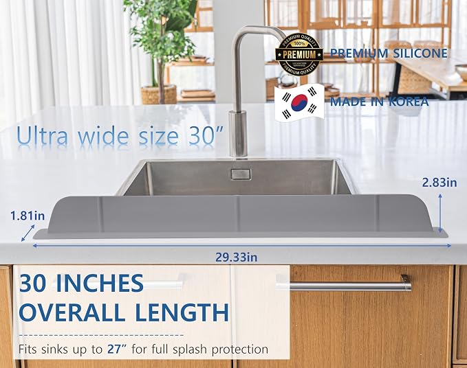 30 inch Premium Kitchen Sink Silicone Water Splash Guard SIZE UPGRADE 30" and - Image 2