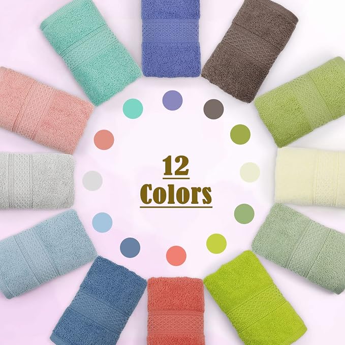 Cleanbear Hand Towels 12 Pack 12 Colors 100% Cotton, 13 by 29 Inches | Soft - Image 2