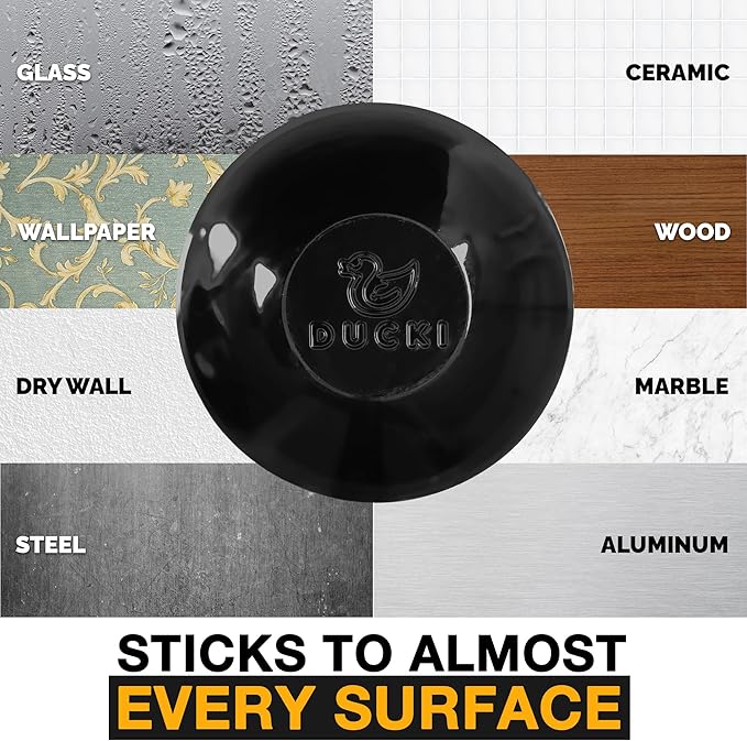 Ducki Wall Protectors - 4 Black Pearl- Self Adhesive, Reusable Solution for Stopping Wall Damage & Noise from Doors,Refrigerator & More in Your Home or Office -Durable, Shock Absorbent & Discreet