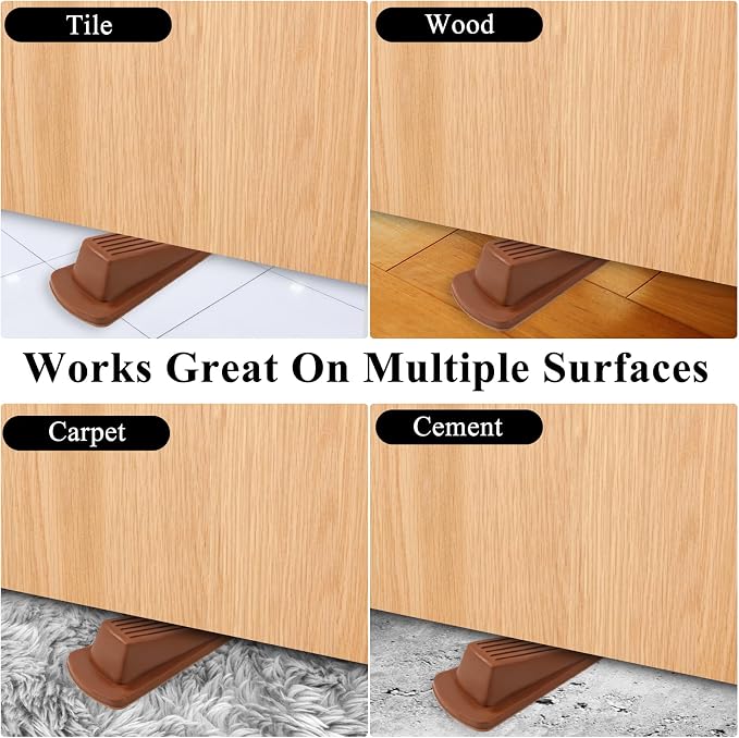 4 Pack Door Stoppers for Bottom of Door, Rubber Door Stopper Wedge, Sturdy - Image 5