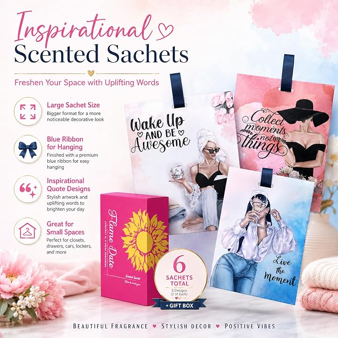 6 Pack Scented Sachets with Motivational Message Gift - Image 3