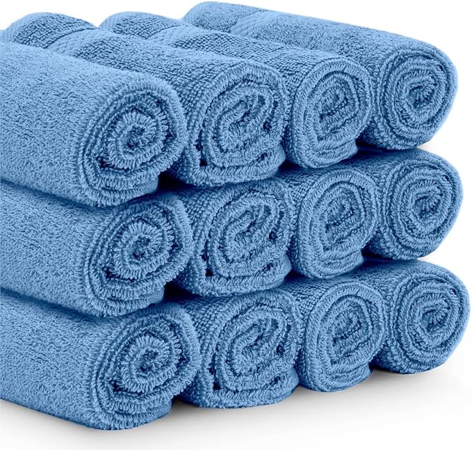 White Classic Luxury Cotton Washcloths 13x13 Inch - Image 3
