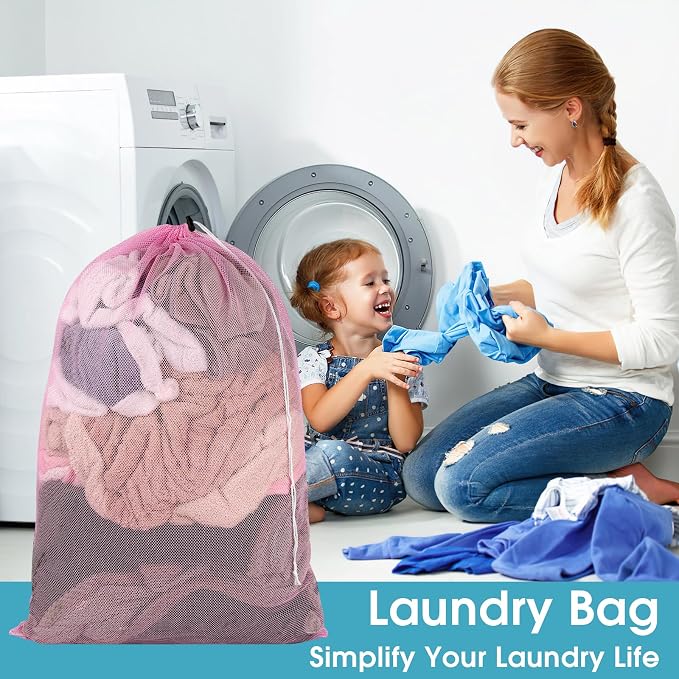 2 Pack Mesh Laundry Bags 23x34 Inch Drawstring Locking - Image 5