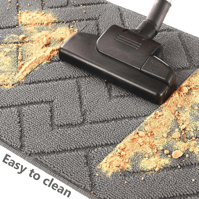 hicorfe Dirt Trapper Indoor Doormat,20"x59" Welcome Door mat,Non Slip Backing Washable Door Mats,Absorbent and Resistant Low-Profile Entrance Inside Floor Mat for Front Back Door,Entryway (Grey)