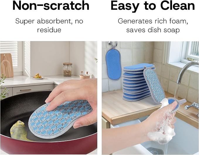 Multi-Purpose Dish Sponge, Dual-Sided Non Scratch Scrub Sponges Kitchen | 12 - Image 4